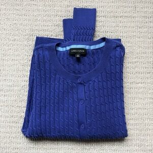 Lord & Taylor indigo blue cable knit cardigan